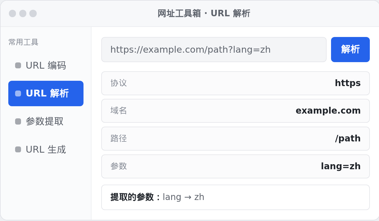 网址工具箱 Windows 桌面版界面